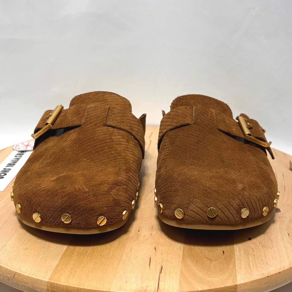 New Veronica Beard Fern Suede Studded Slip On Hazelwood Brown Clogs NWT - 9M - Picture 4 of 10
